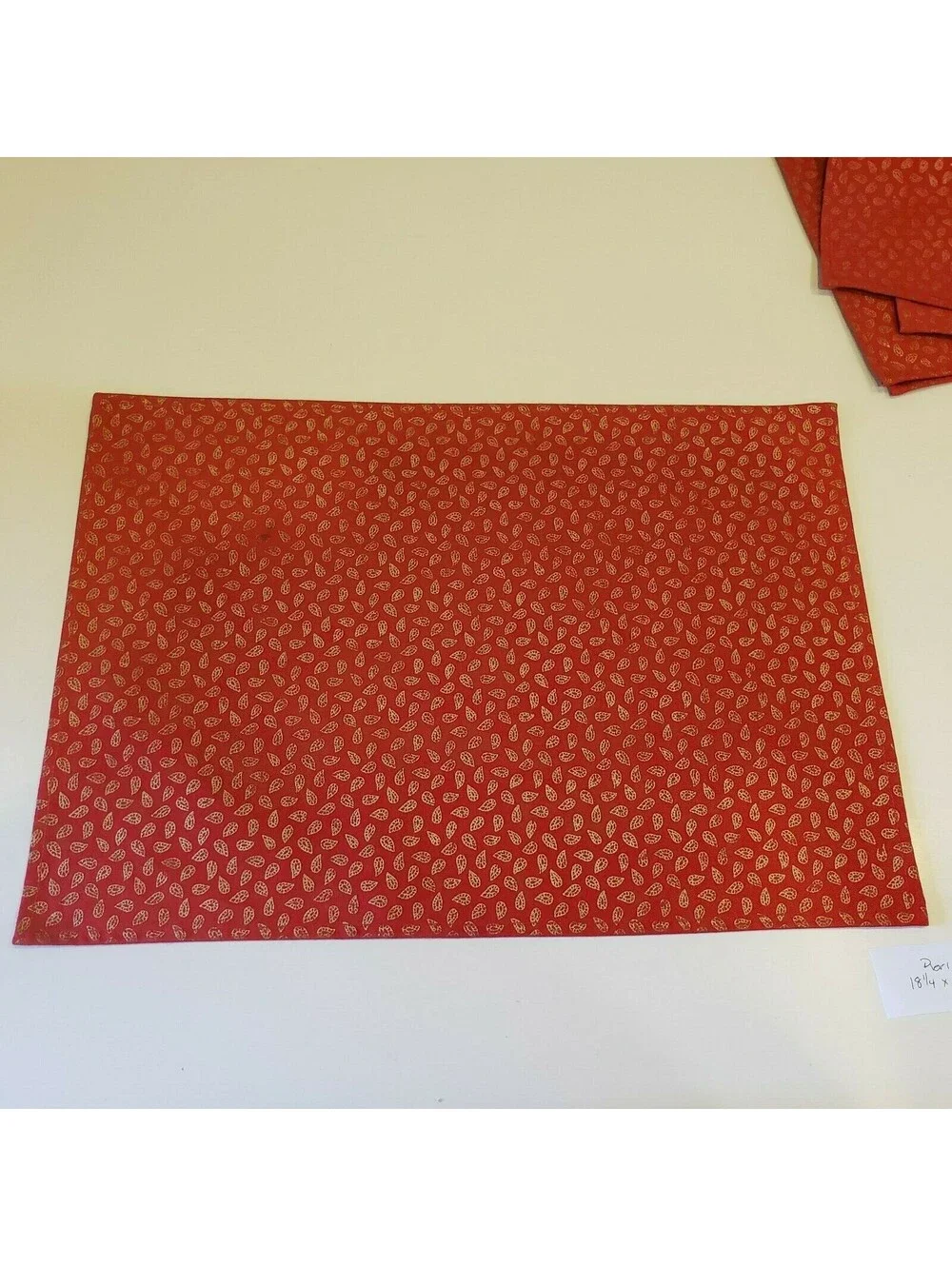 Pier 1 Placemats Red Gold Leaf Set of 5 Cotton Table Decor